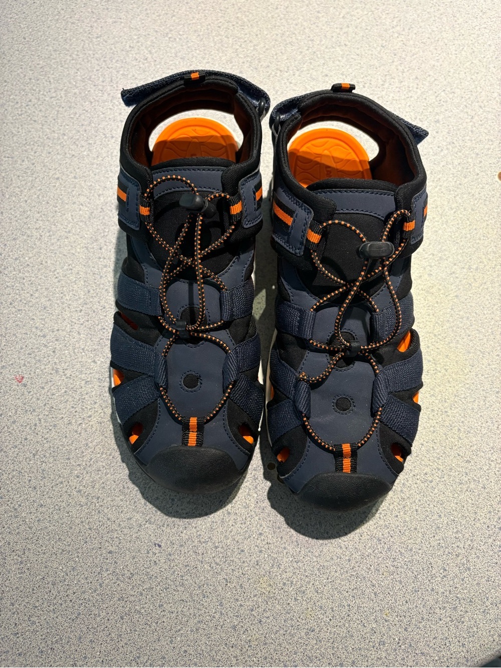 Lands' End Kids Navy and Orange Closed-Toe Sandal Sneakers